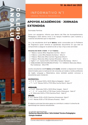 INFORMATIVO SOBRE INICIO DE APOYOS ACADÉMICOS 2023